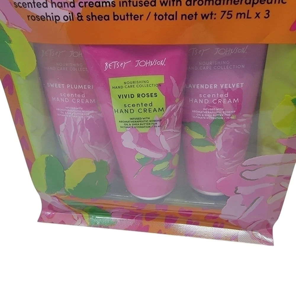 New Betsey Johnson 3 piece hand cream set Aromatherapeutic T02
